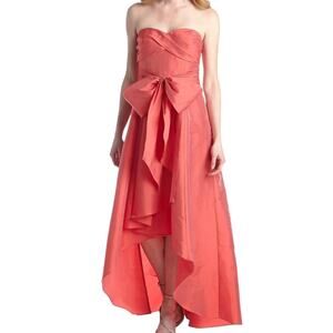 Strapless Waterfall Dress Sz 8 Coral Mermaid Gown Fairycore Coquette Hi-Low Prom
